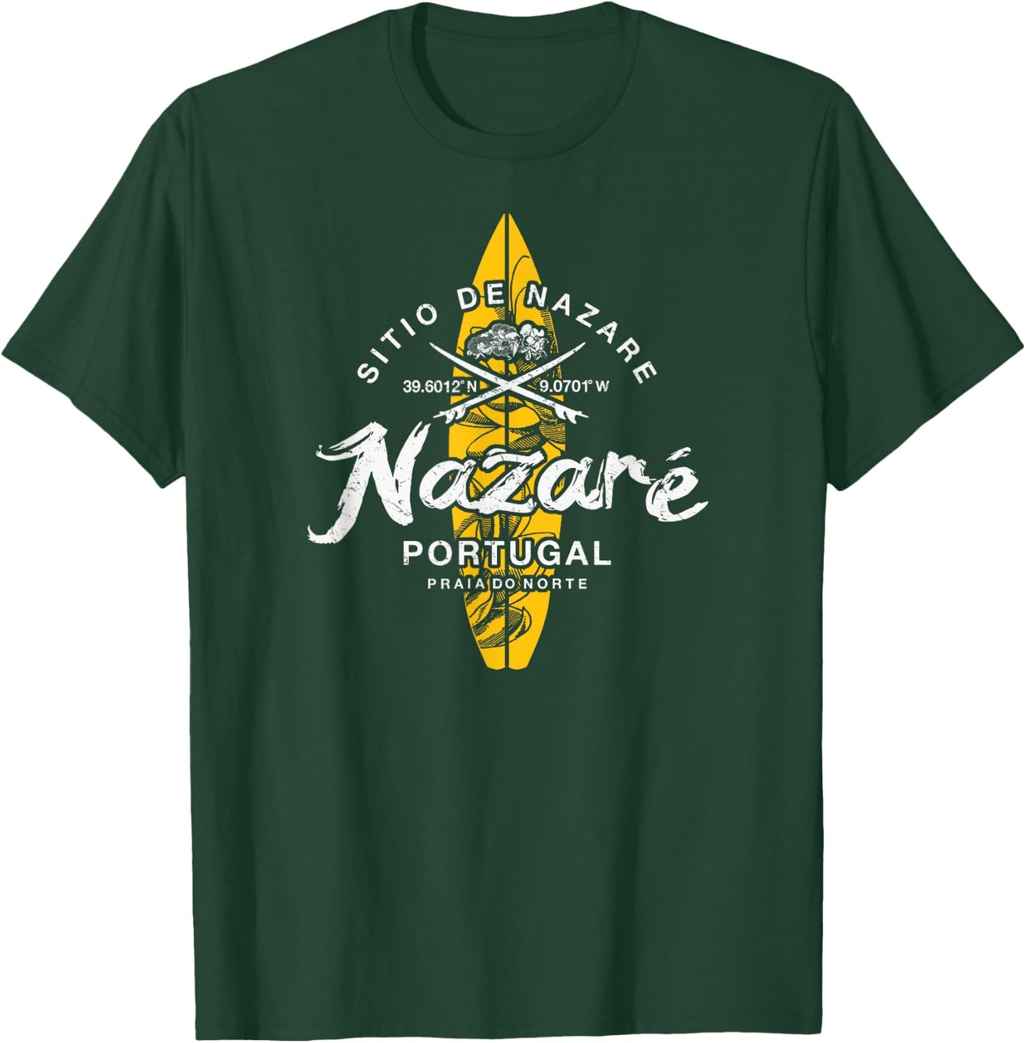 Nazare Portugal Praia do Norte Vintage Surfing T-Shirt - T-Shirt | Forest