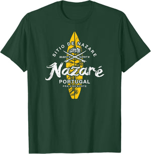Nazare Portugal Praia do Norte Vintage Surfing T-Shirt - T-Shirt | Forest