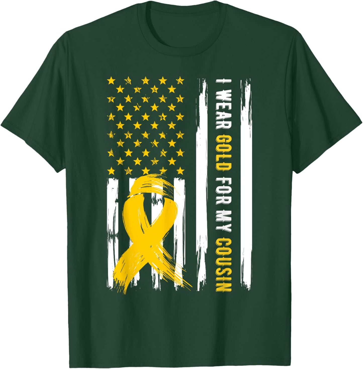 I Wear Gold For My Cousin Childhood Cancer Awareness T-Shirt - T-Shirt | Forest