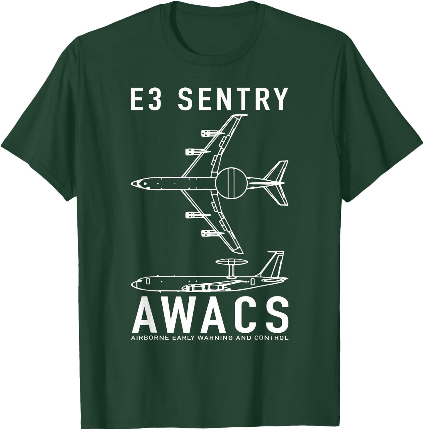 E-3 Sentry AWACS Aircraft Blueprint Schematic Diagrams T-Shirt - T-Shirt | Forest
