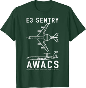 E-3 Sentry AWACS Aircraft Blueprint Schematic Diagrams T-Shirt - T-Shirt | Forest