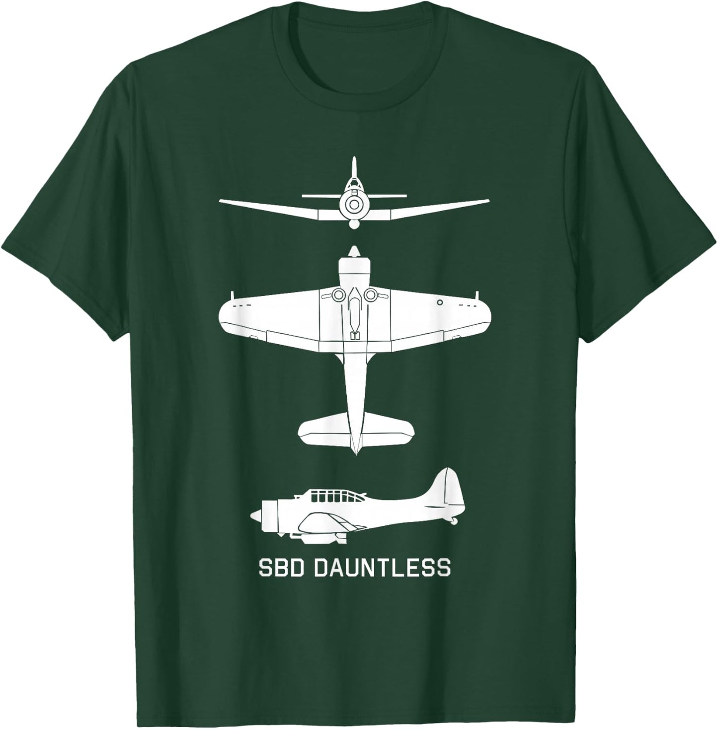 SBD Dauntless American WW2 Dive Bomber Plane Silhouettes T-Shirt - T-Shirt | Forest