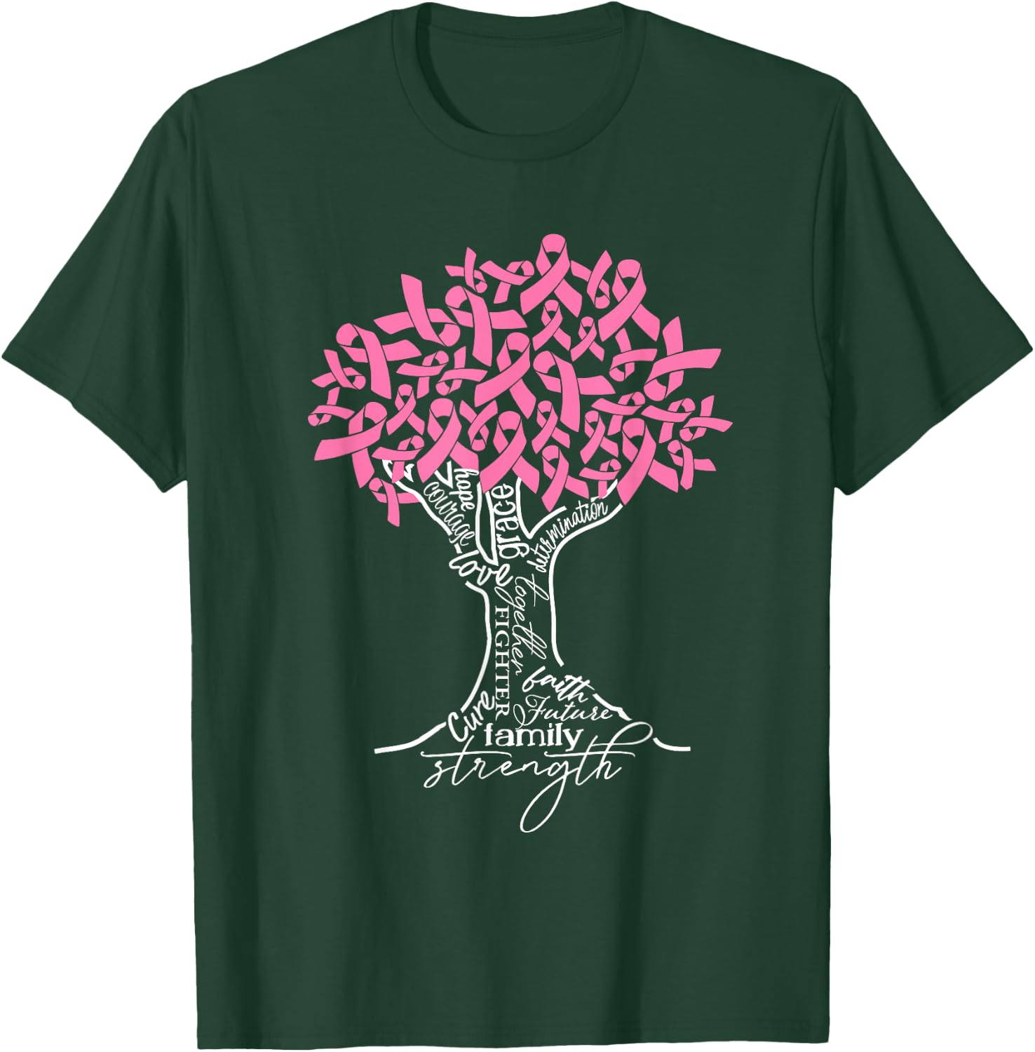 In October We Wear Pink Tree Ribbon Breast Cancer Awareness T-Shirt - T-Shirt | Forest