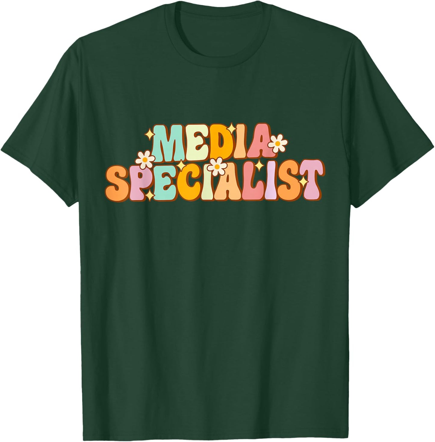School Librarian Library Squad Groovy Media Specialist T-Shirt - T-Shirt | Forest