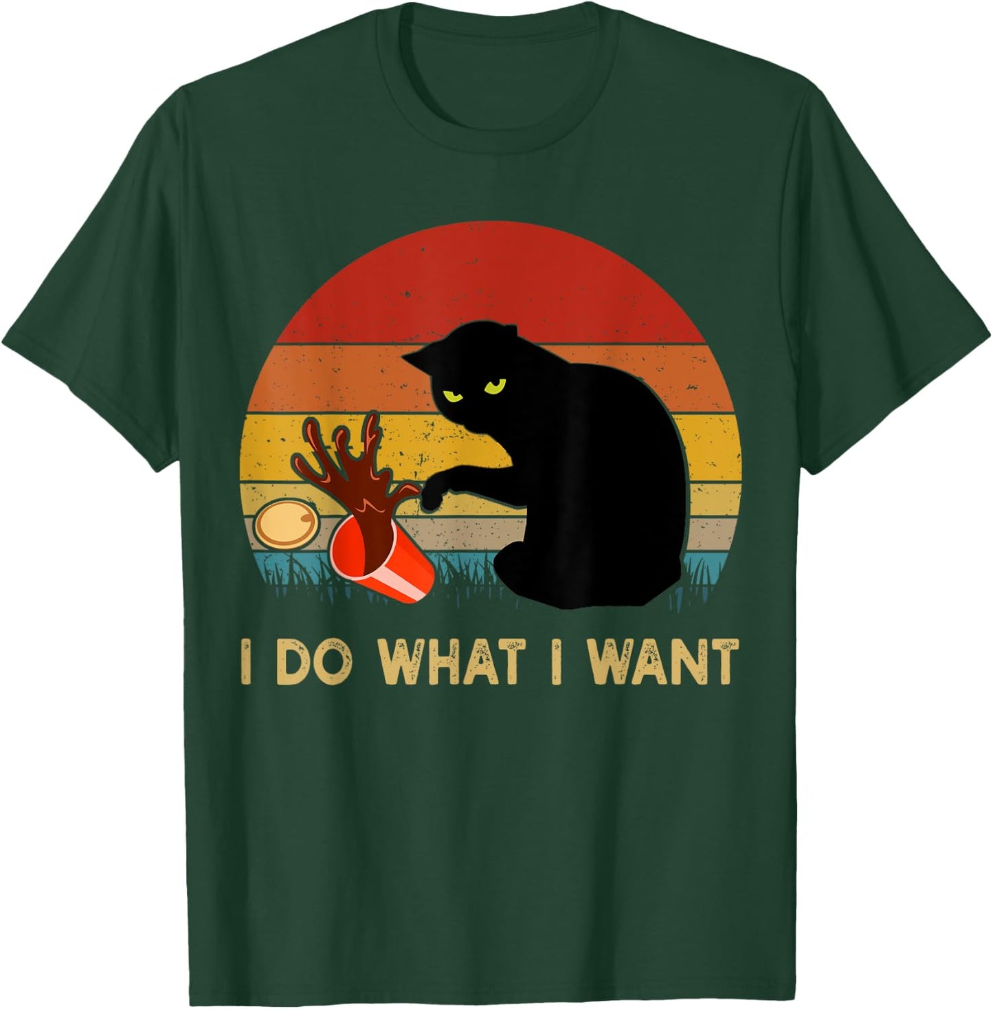 I Do What I Want Funny Black Cat Gifts Men Vintage T-Shirt - T-Shirt | Forest