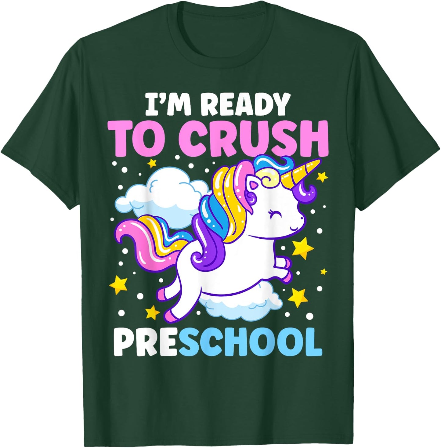 First Day of Pre-K I'm Ready To Crush Preschool Unicorn Kids T-Shirt - T-Shirt | Forest