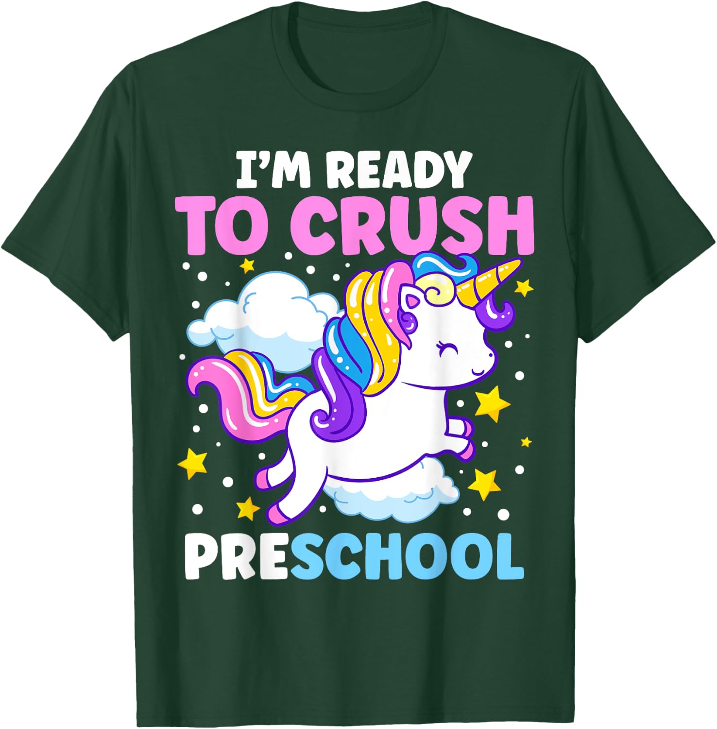 First Day of Pre-K I'm Ready To Crush Preschool Unicorn Kids T-Shirt - T-Shirt | Forest