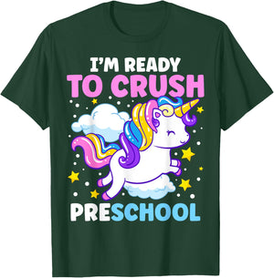 First Day of Pre-K I'm Ready To Crush Preschool Unicorn Kids T-Shirt - T-Shirt | Forest