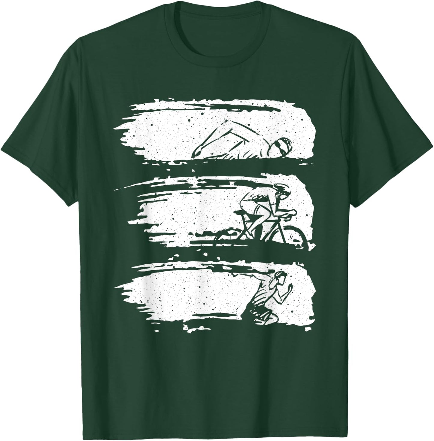 Funny Triathlon Swim Bike Run Design Men Women Triathletes T-Shirt - T-Shirt | Forest
