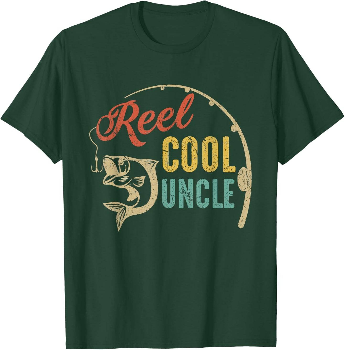 Fathers Day Shirt Vintage Fishing Reel Cool Uncle T-Shirt - T-Shirt | Forest