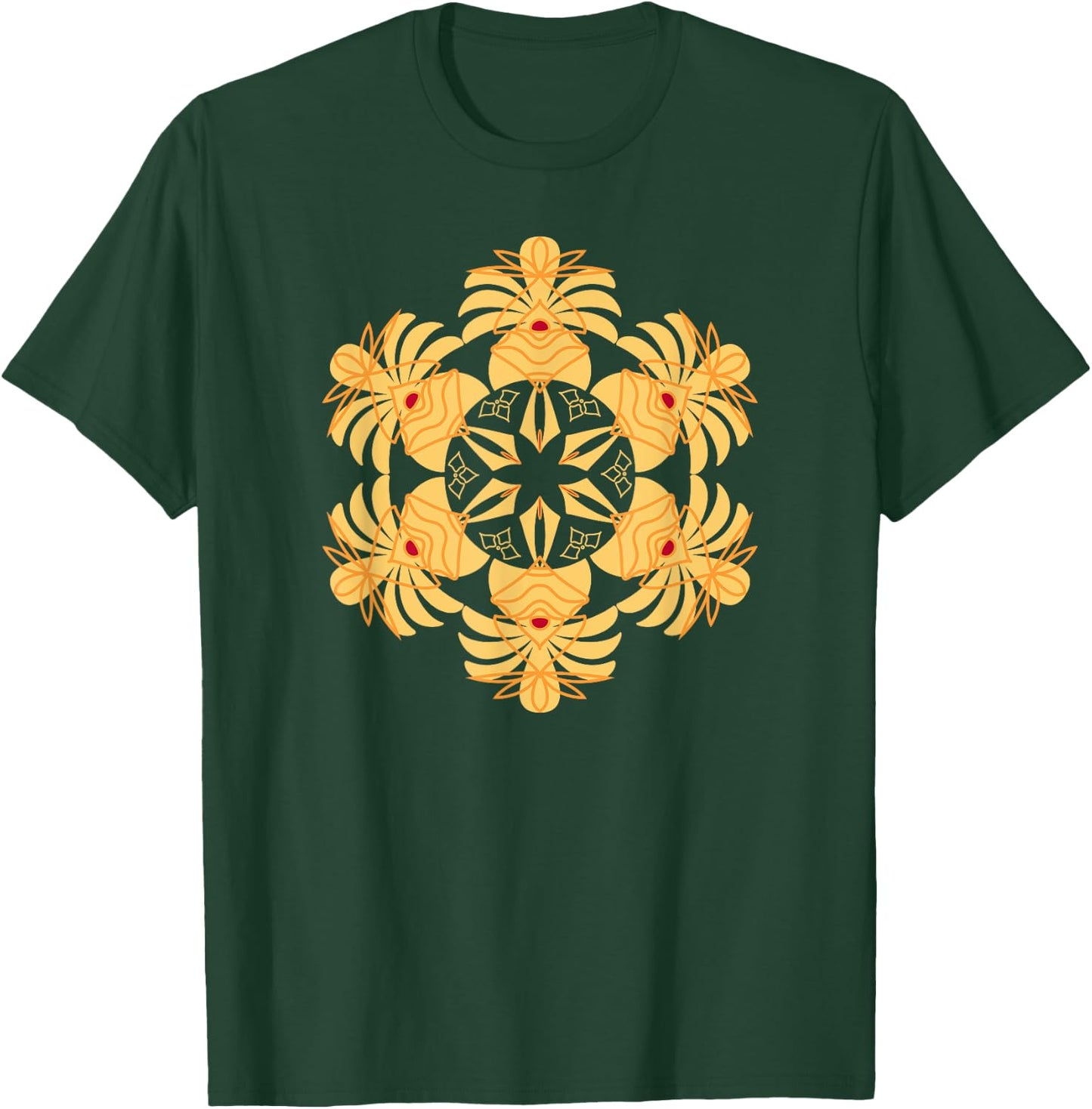 Circular Lotus Mandala Art Sacred Geometry Yoga Meditation T-Shirt - T-Shirt | Forest