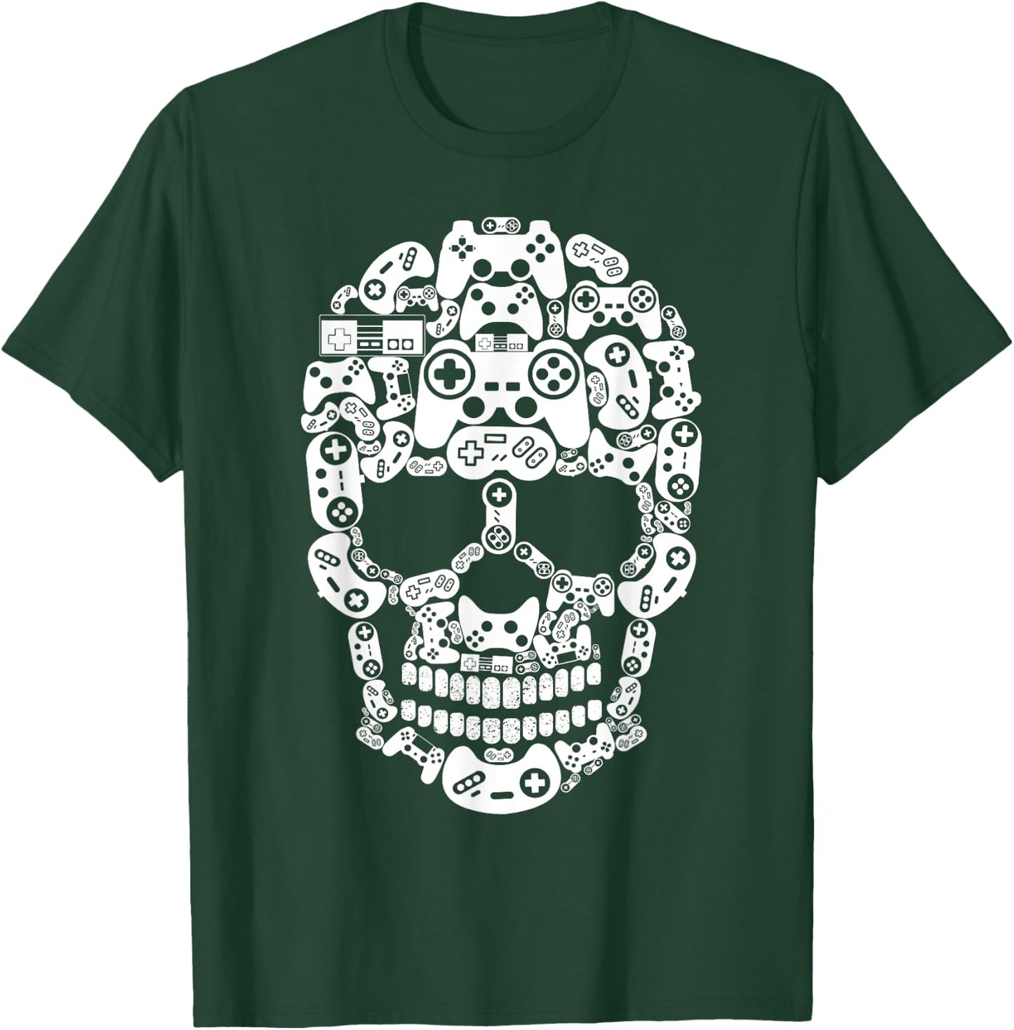 Halloween Skeleton skull Gamer boys men controller Gaming T-Shirt - T-Shirt | Forest