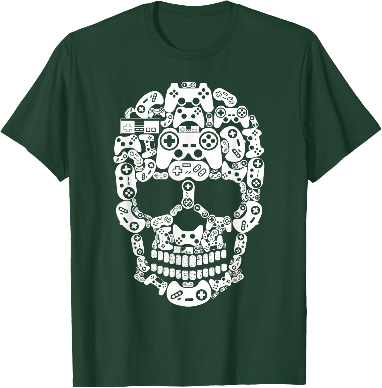 Halloween Skeleton skull Gamer boys men controller Gaming T-Shirt - T-Shirt | Forest