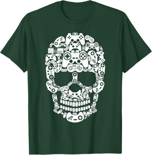 Halloween Skeleton skull Gamer boys men controller Gaming T-Shirt - T-Shirt | Forest