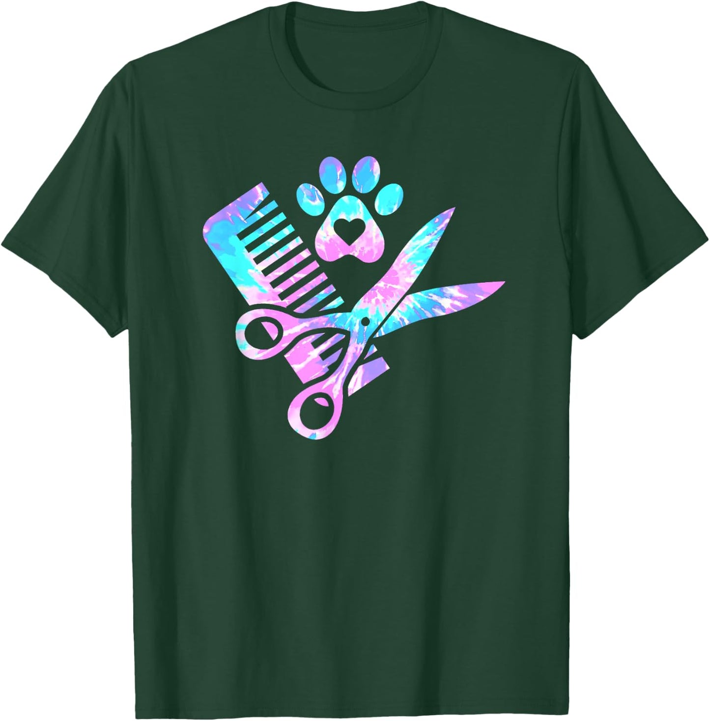 Dog Groomer Tie Dye Dog groomers Matching team T-Shirt - T-Shirt | Forest