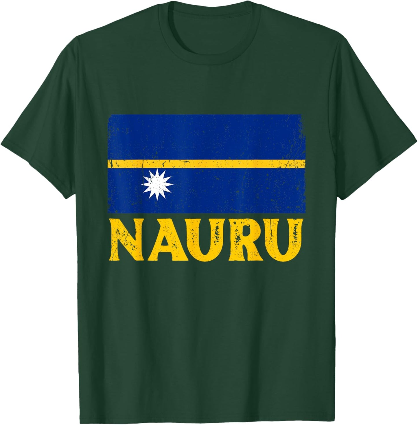 Distressed Retro Nauru Flag Men Women Kids Patriotic T-Shirt - T-Shirt | Forest