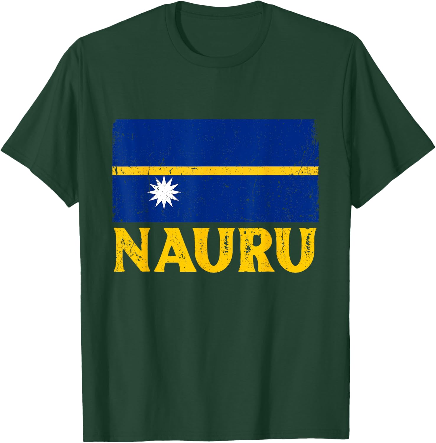 Distressed Retro Nauru Flag Men Women Kids Patriotic T-Shirt - T-Shirt | Forest