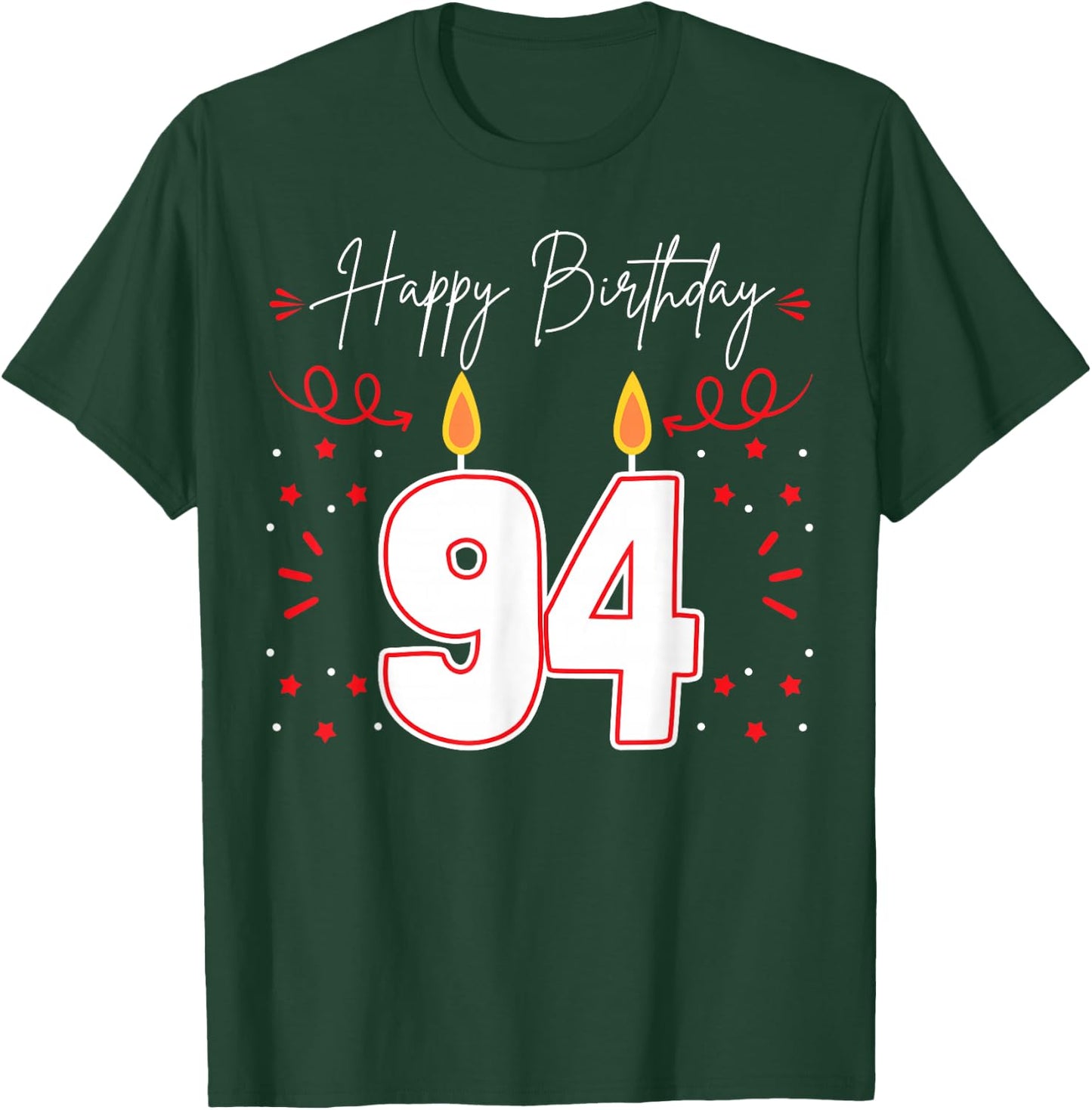 Candle 94 Birthday Party Decoration Wishes Candlelight Cake T-Shirt - T-Shirt | Forest