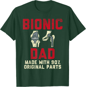 Knee Replacement Surgery Human Robot Joke Funny Bionic Dad T-Shirt - T-Shirt | Forest