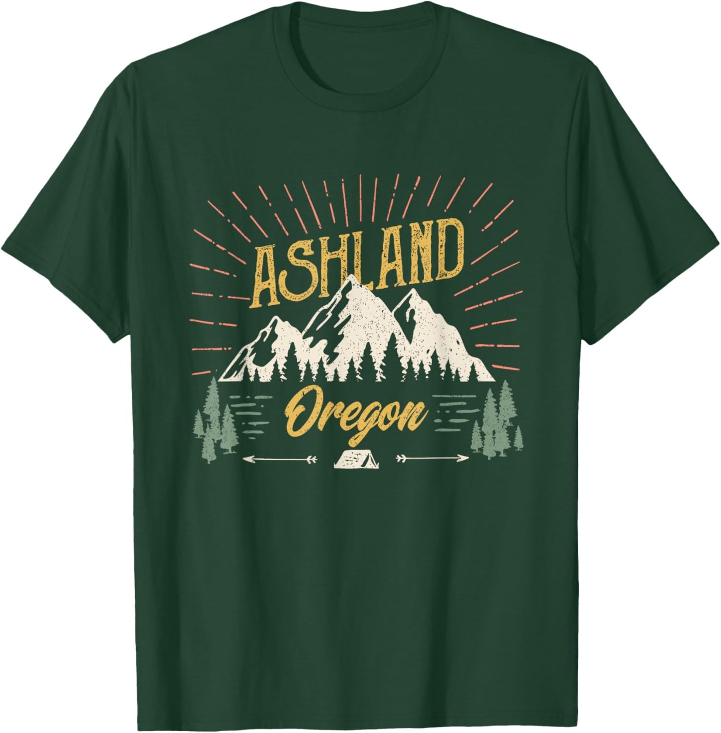 Vintage Ashland Oregon Mountain Outdoors Hiking T-Shirt - T-Shirt | Forest
