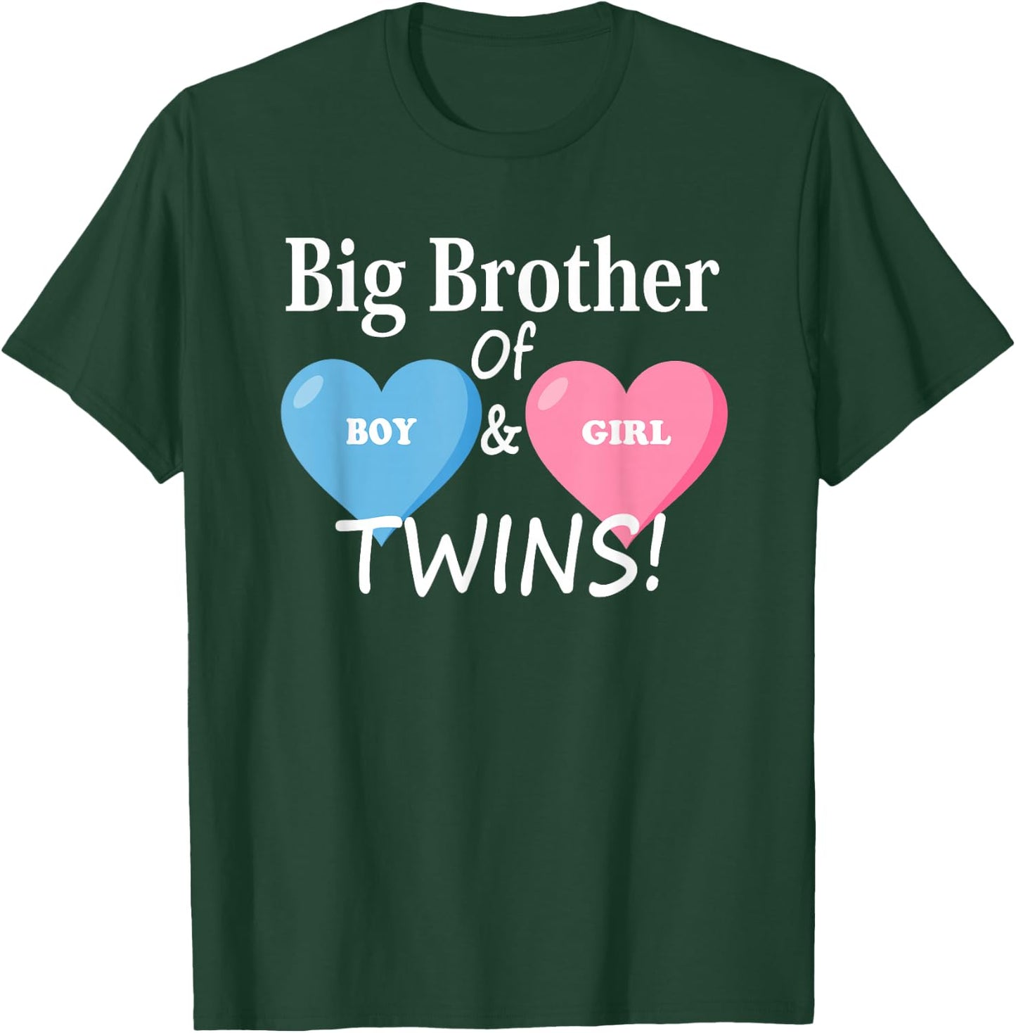 Sibling Heart for Twins and Twins, Big Brother of Boys and Girls T-Shirt - T-Shirt | Forest