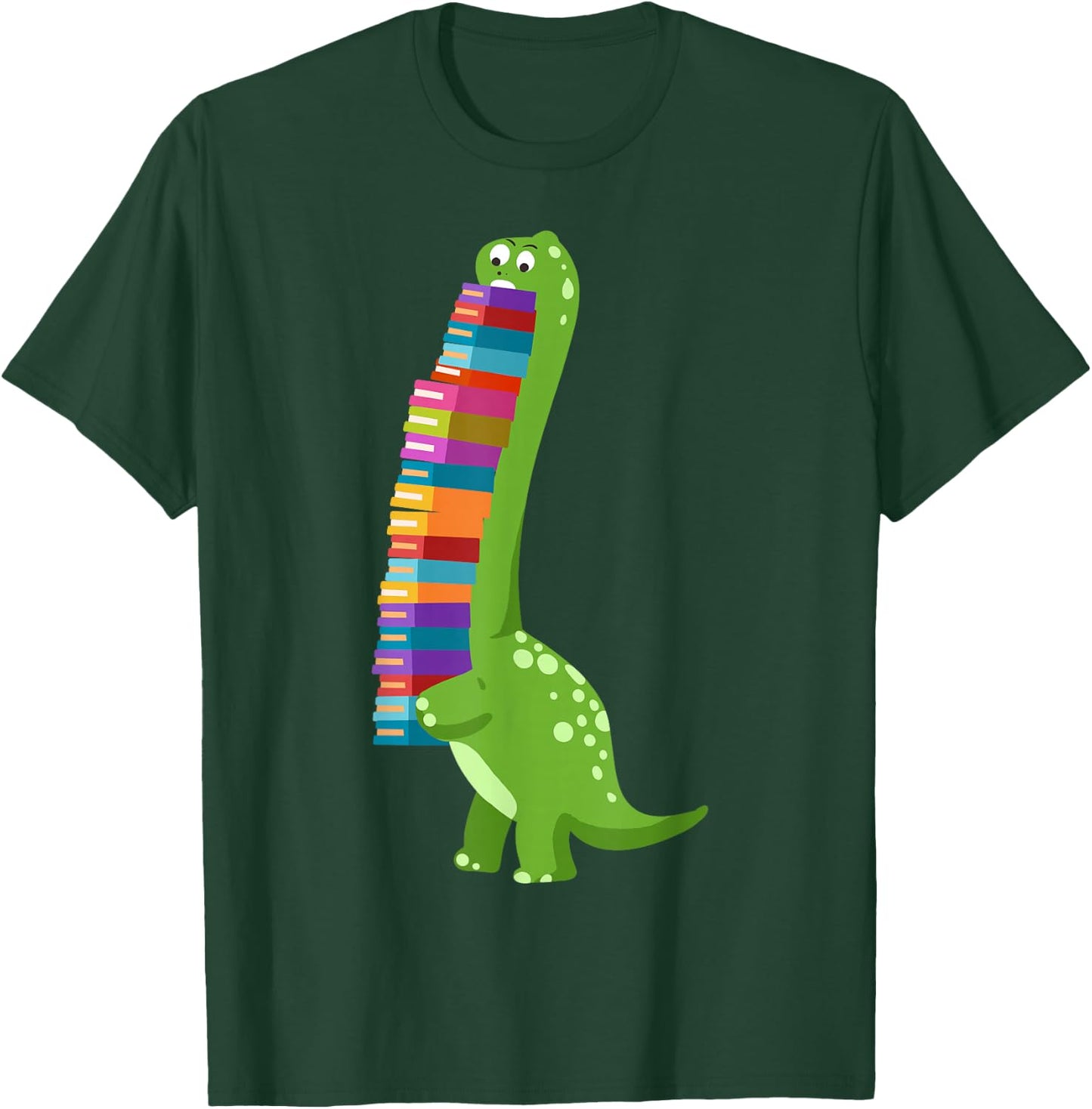 Teachersaurus Dinosaur Teacher Shirt Dino Reading Book T-Shirt - T-Shirt | Forest
