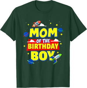 Mom Of The Birthday Astronaut Boy Outer Space Theme Party T-Shirt - T-Shirt | Forest