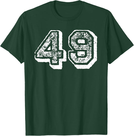 Number 49 Sports Jersey Player #49 Fan BACK PRINT Vintage T-Shirt - T-Shirt | Forest