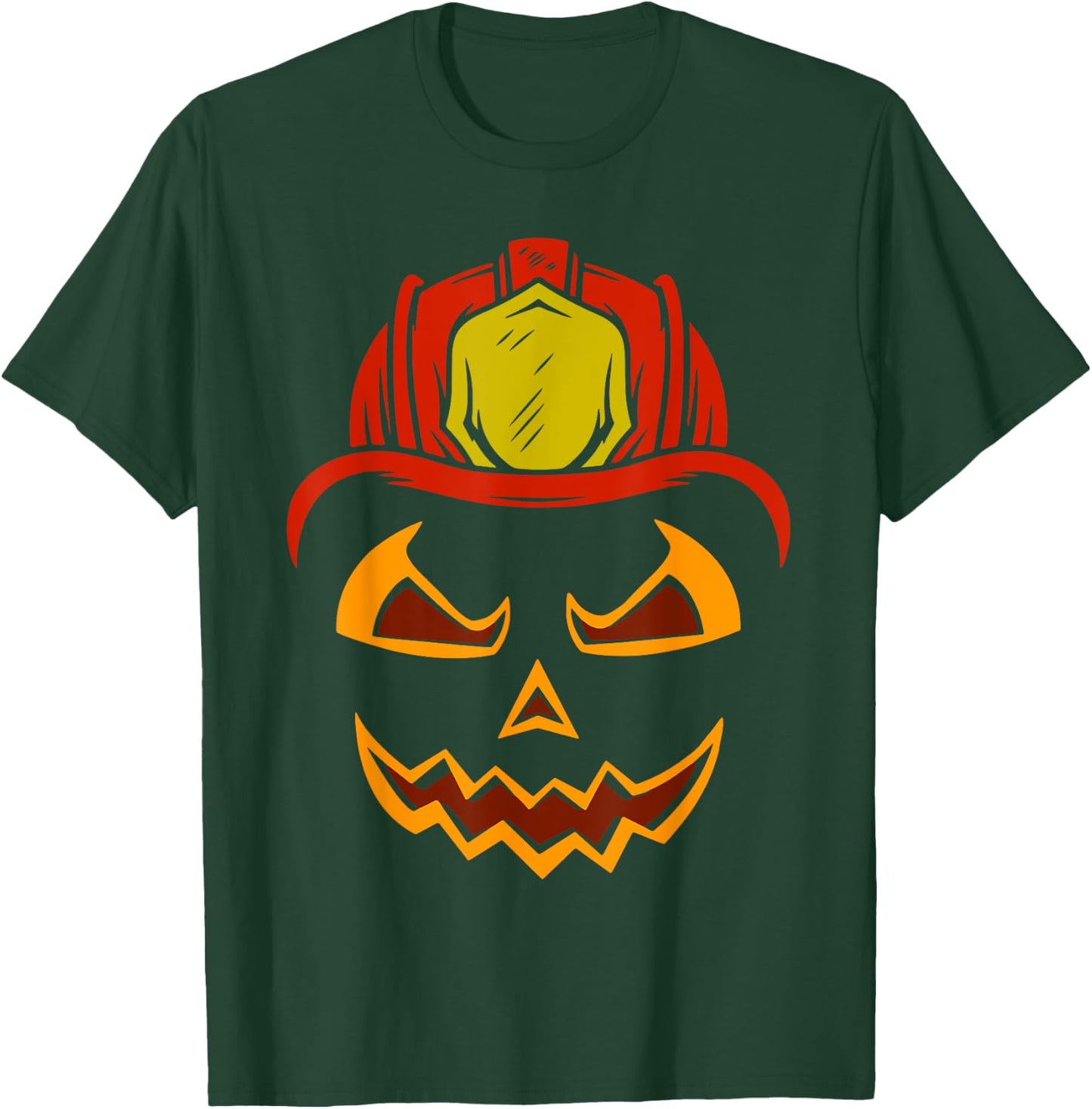 Firefighter Pumpkin Face Costume Halloween T-Shirt - T-Shirt | Forest
