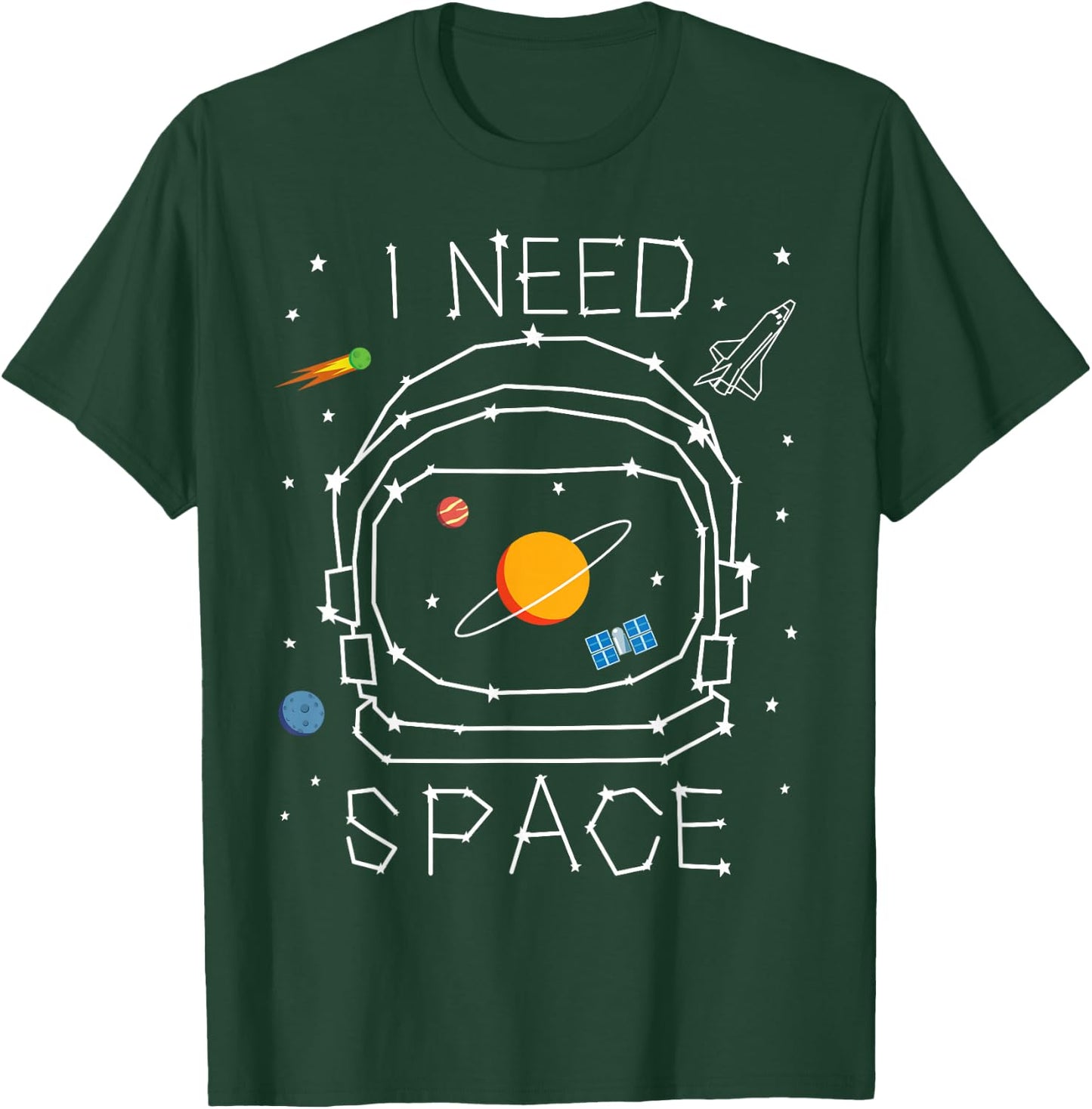I Need Space Astronaut Helmet Solar System Astronomy Planets T-Shirt - T-Shirt | Forest