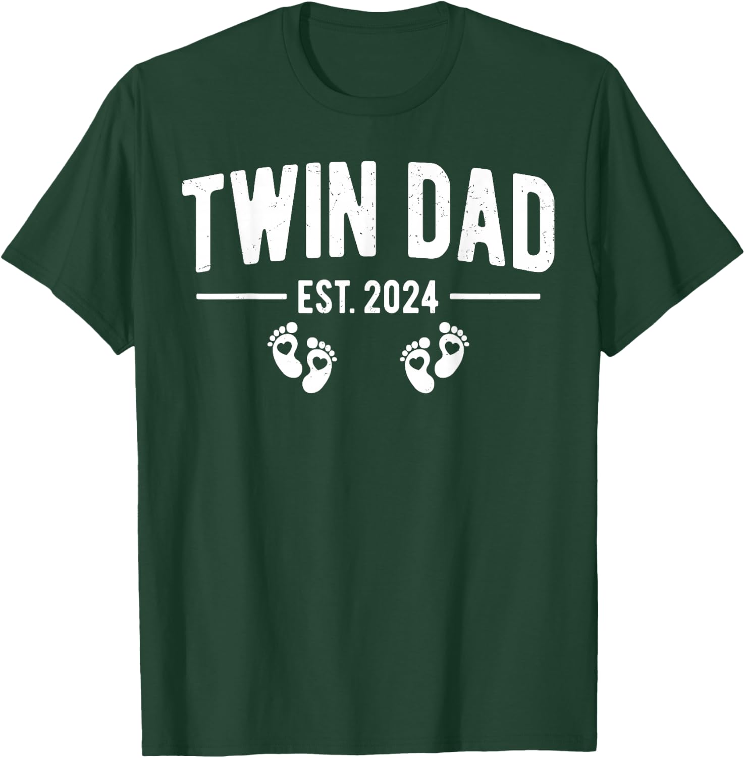Twin Dad Est. 2024 Father of Twins New Daddy Father's Day T-Shirt - T-Shirt | Forest