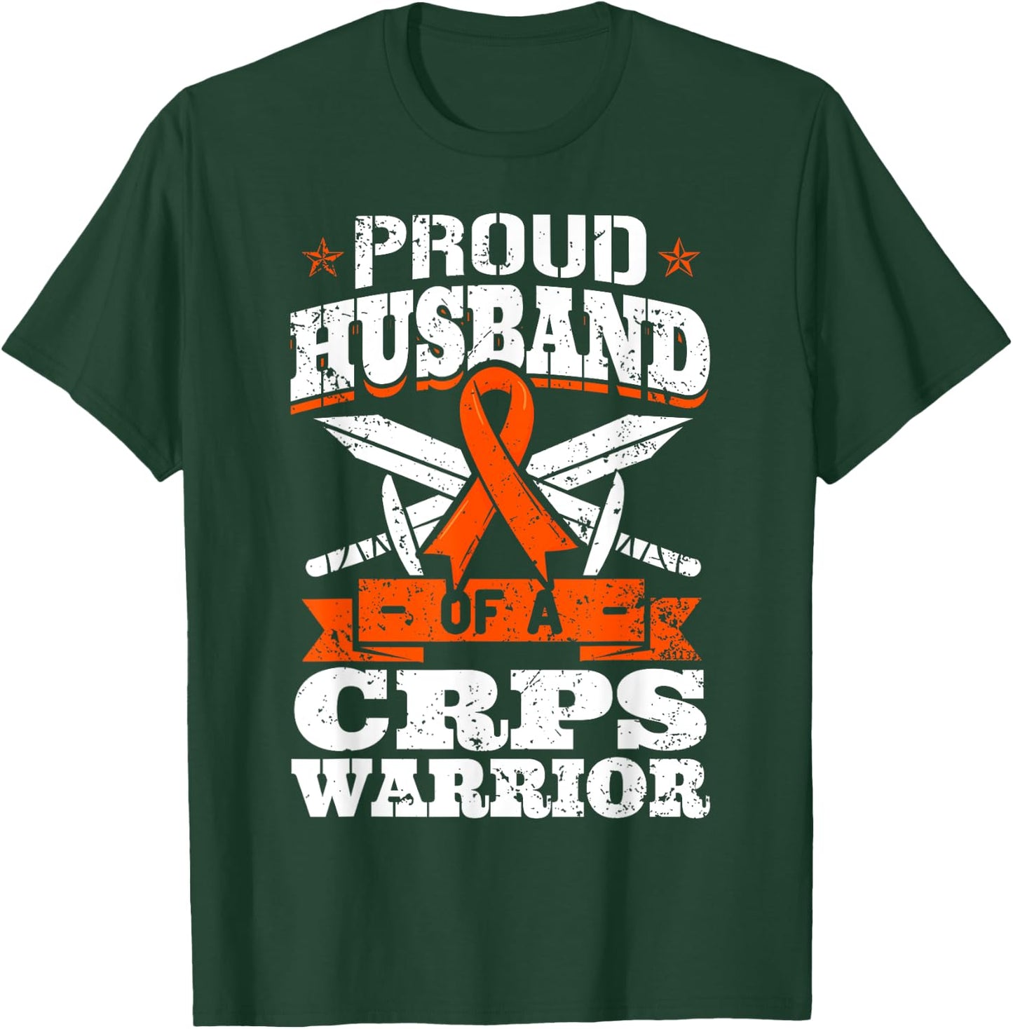 Proud Husband Of A CRPS Warrior RSD Awareness Ribbon RND T-Shirt - T-Shirt | Forest