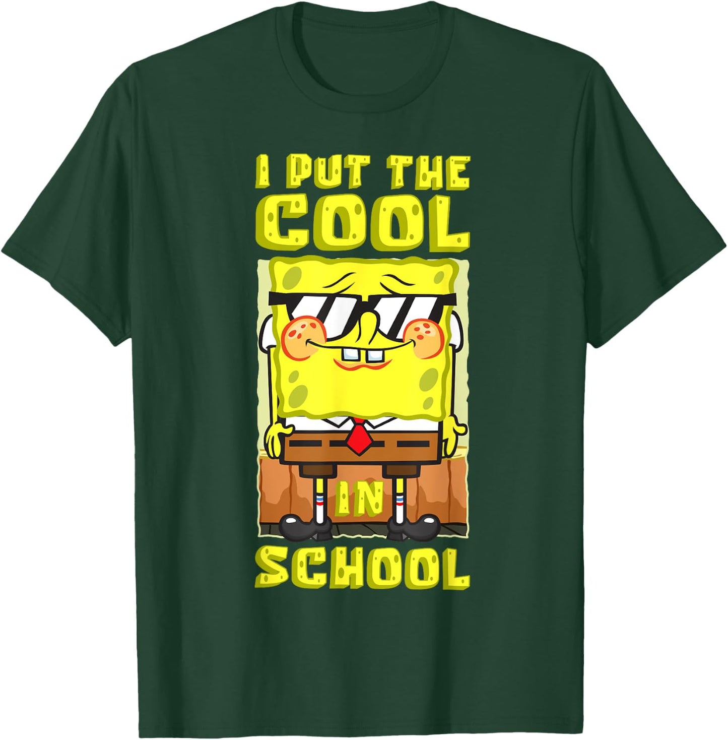Mademark x SpongeBob SquarePants - SpongeBob Back To School I Put The Cool In School Boys Gift T-Shirt - T-Shirt | Forest