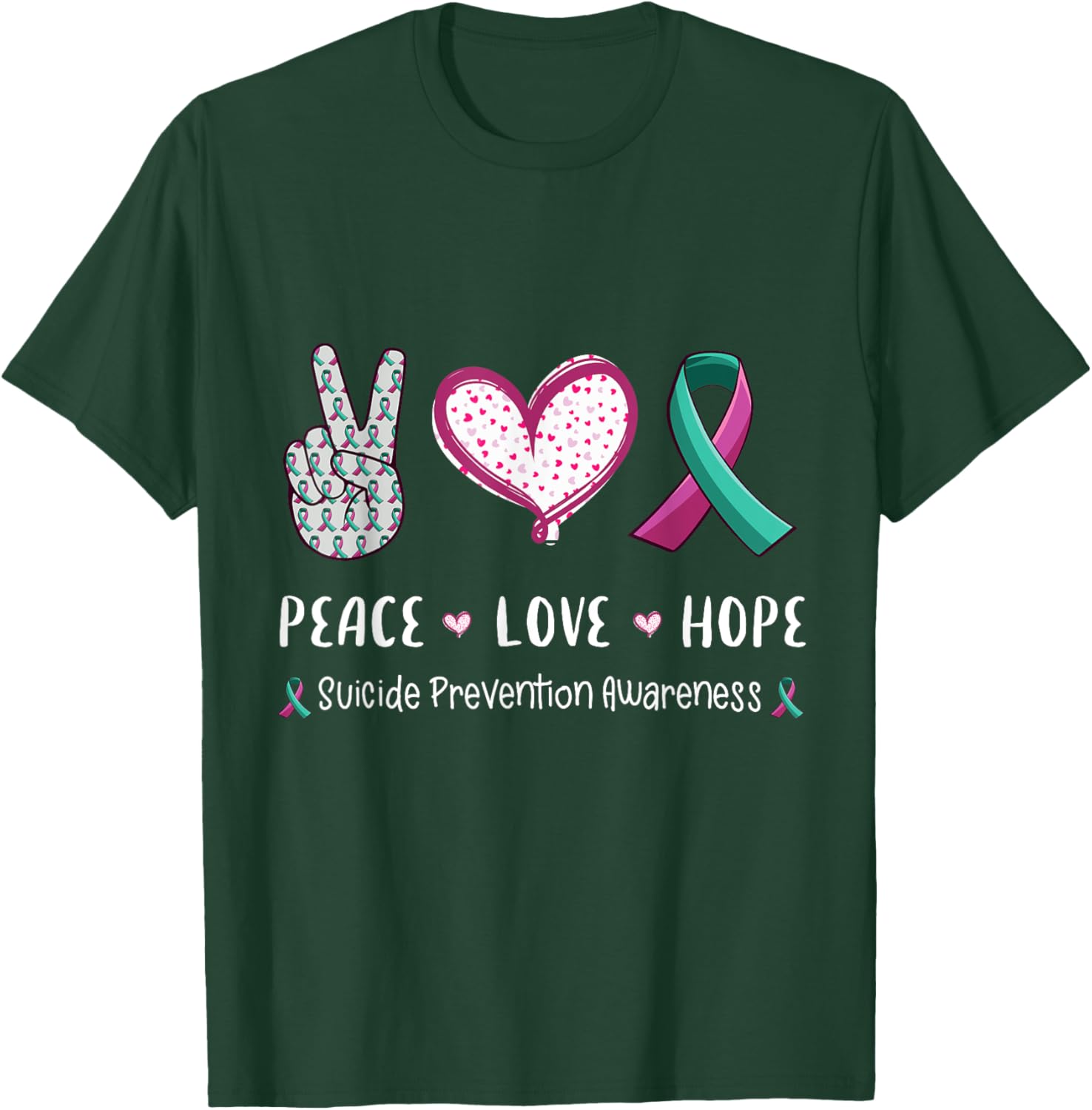 Peace Love hope suicide prevention awareness men women T-Shirt - T-Shirt | Forest