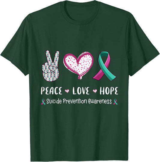 Peace Love hope suicide prevention awareness men women T-Shirt - T-Shirt | Forest