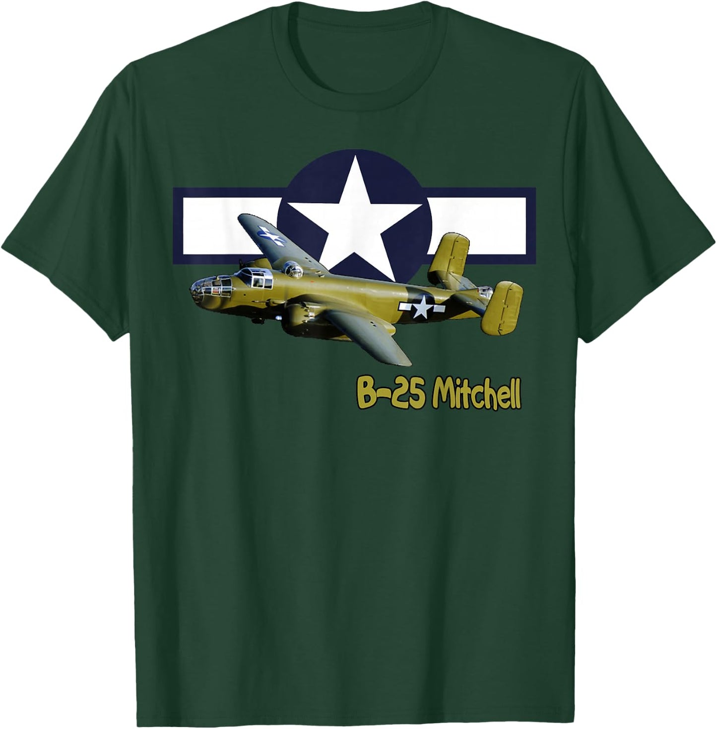 WW2 American B25J Mitchell Bomber Warplane Wings Wargamers T-Shirt - T-Shirt | Forest
