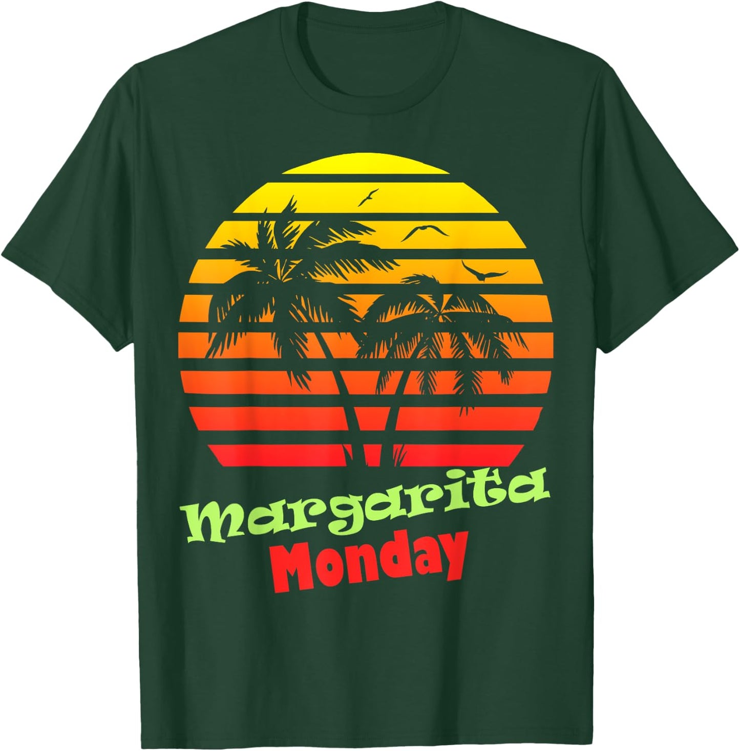 Margarita Monday 80s Summer Beach Palm Tree Sunset Men Women T-Shirt - T-Shirt | Forest