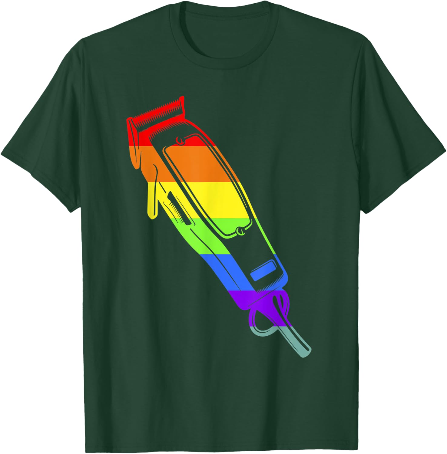 Barber Rainbow Color Hair Clipper Hairstylist T-Shirt - T-Shirt | Forest