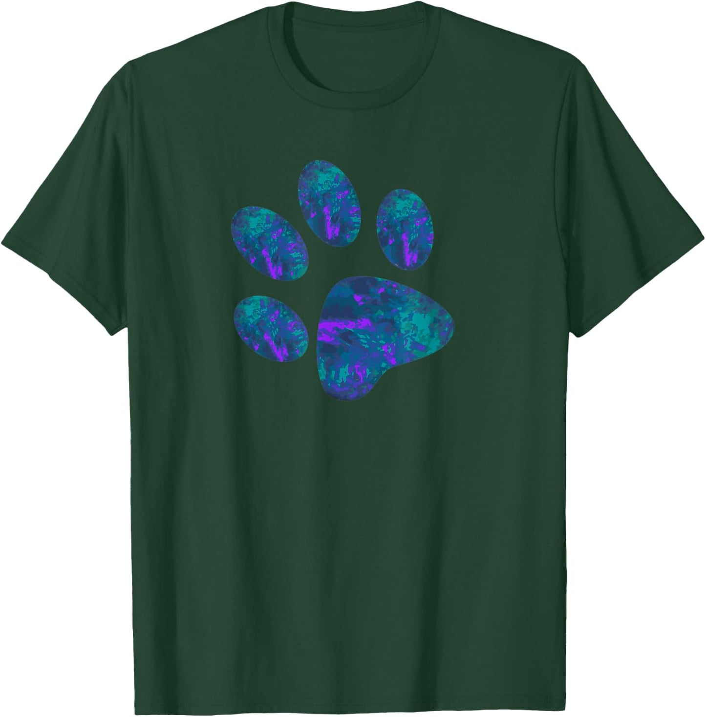 Cyan Blue Violet teal Dog Paw Print For Dogs Lover Men Women Kids T-Shirt - T-Shirt | Forest