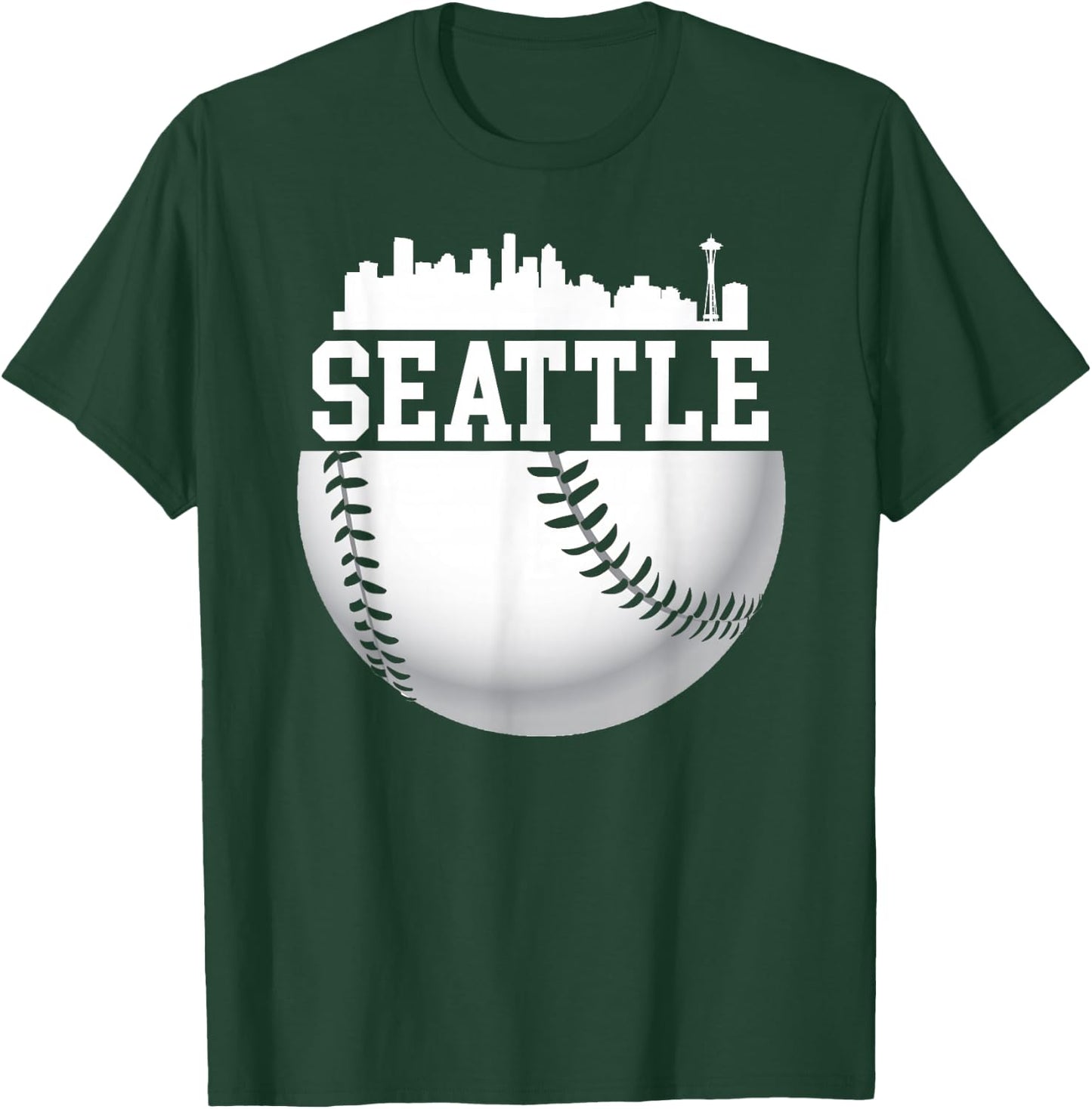 Vintage Downtown Seattle Shirt Baseball Retro Washington T-Shirt - T-Shirt | Forest