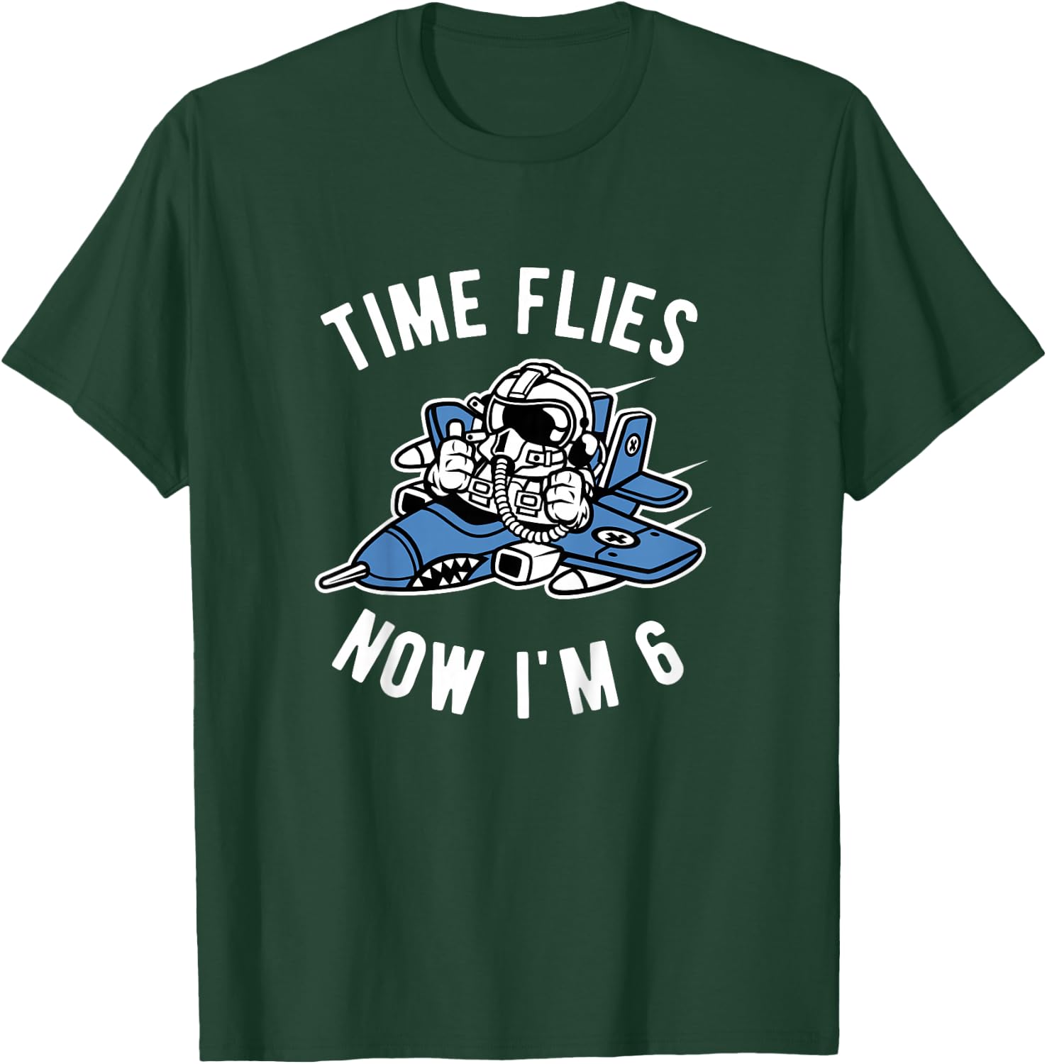 Kids 6th Birthday Airplane Time Flies Now I'm 6 years old T-Shirt - T-Shirt | Forest