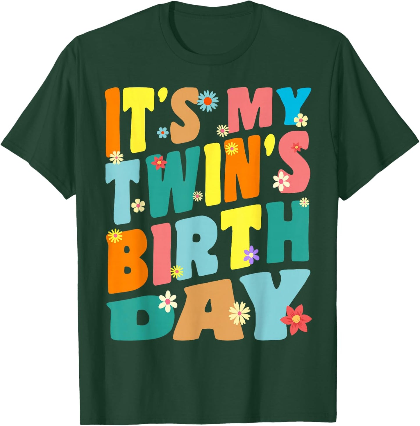 It's My twin's Birthday Retro Vintage Women Men Kids T-Shirt - T-Shirt | Forest