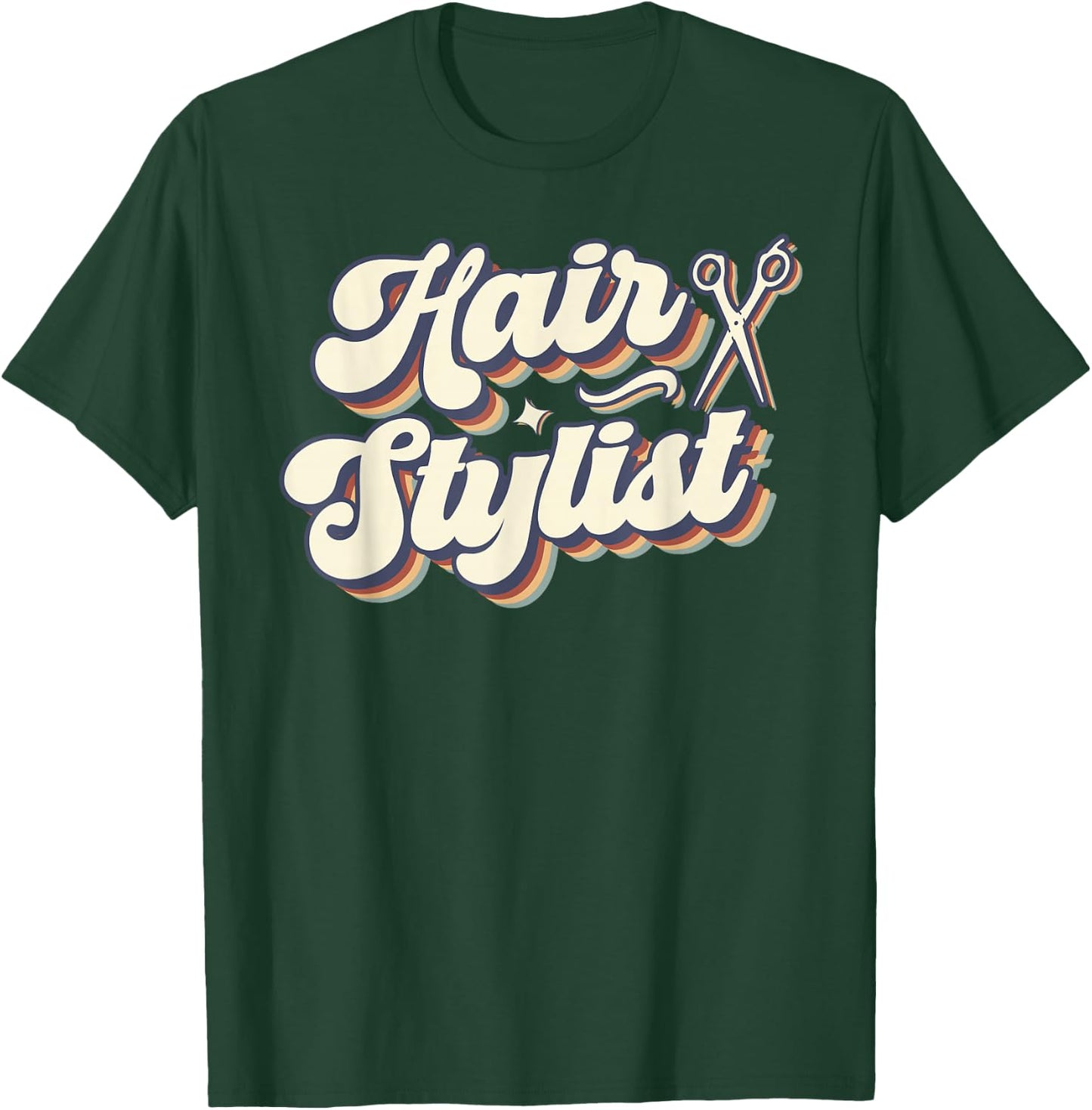 Hair Stylist Retro Groovy Hairdresser Salon Men Women T-Shirt - T-Shirt | Forest