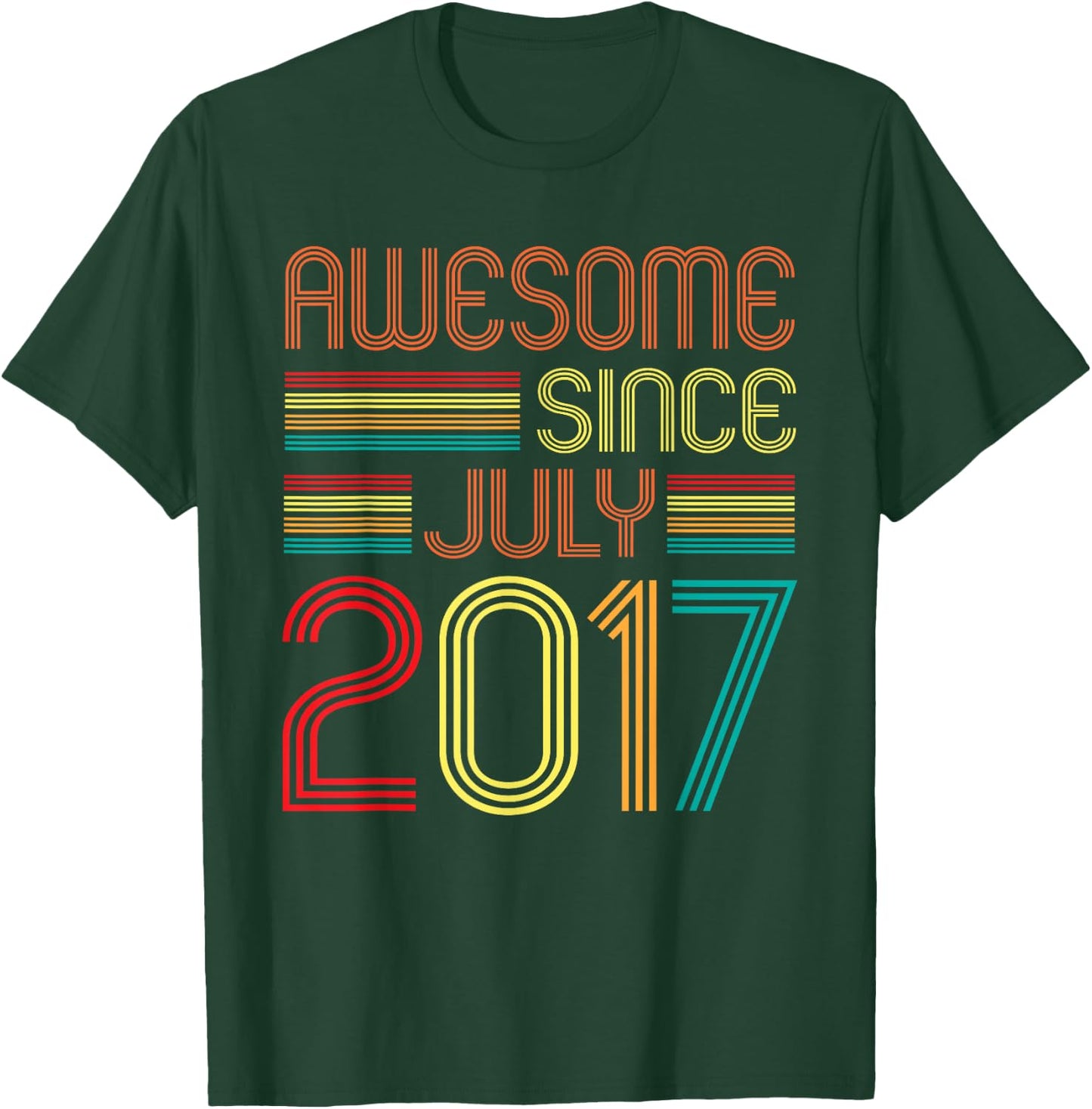 Awesome Since July 2017 Vintage 8th Birthday 8 Years Old T-Shirt - T-Shirt | Forest