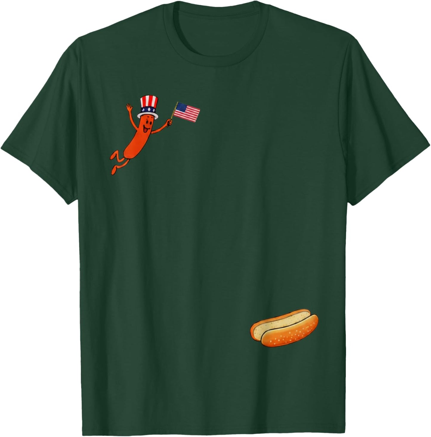 Hotdog Freedom Dive Funny Uncle Sam Hot Dog Jumping Into Bun T-Shirt - T-Shirt | Forest