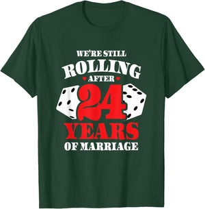 Couples Married 24 Years - Funny 24th Wedding Anniversary T-Shirt - T-Shirt | Forest