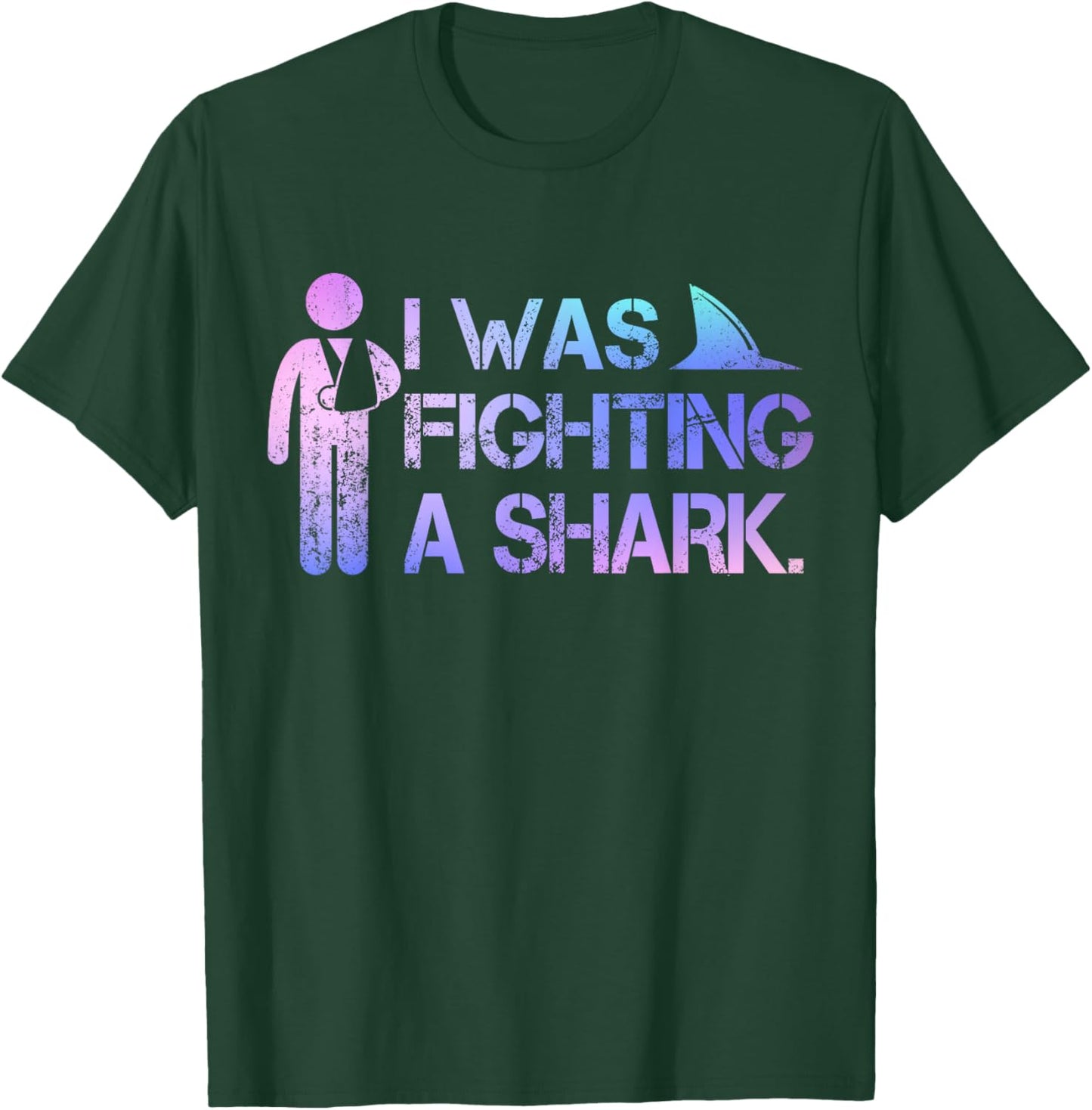 I Was Fighting A Shark Arm Surgery Funny Broken Arm Boys Men T-Shirt - T-Shirt | Forest