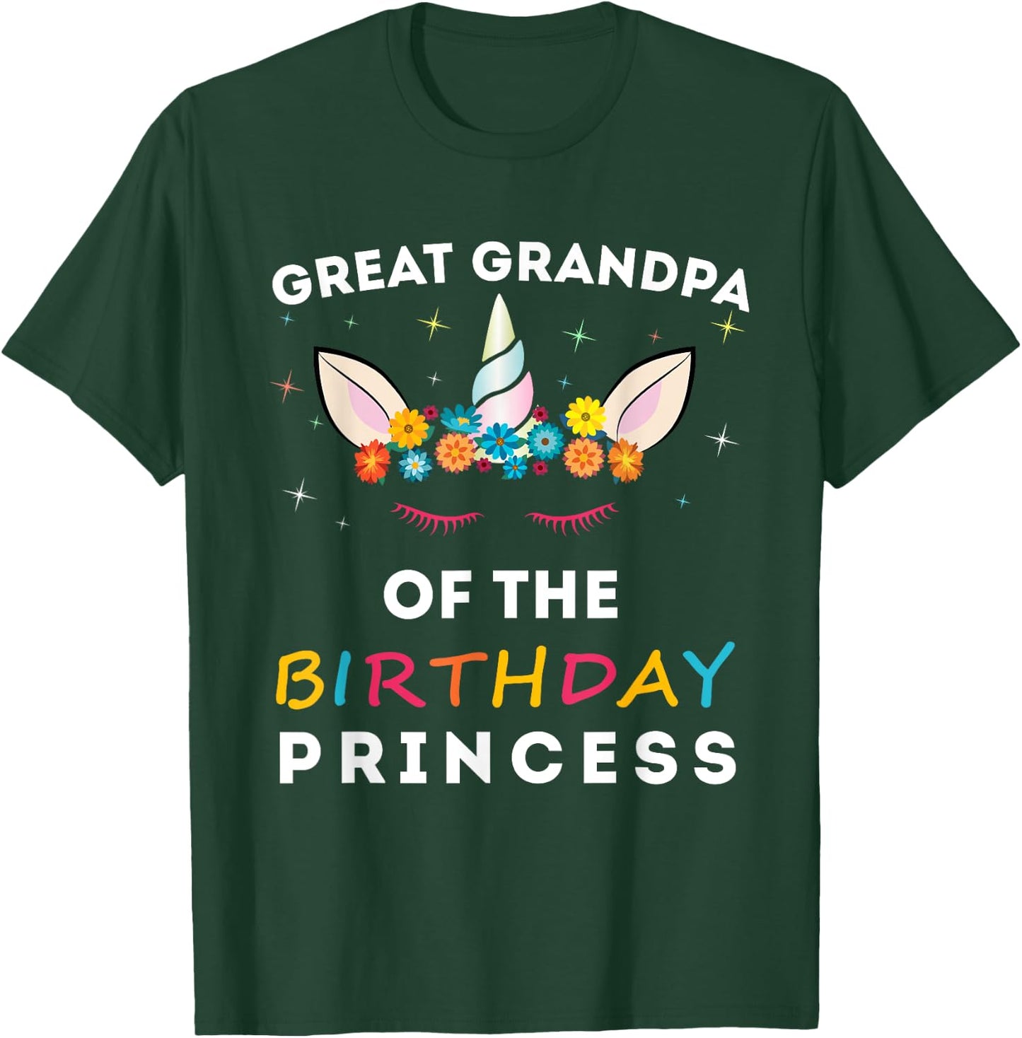 Unicorn great-grandpa of the Birthday Princess Girl Unicorn T-Shirt - T-Shirt | Forest
