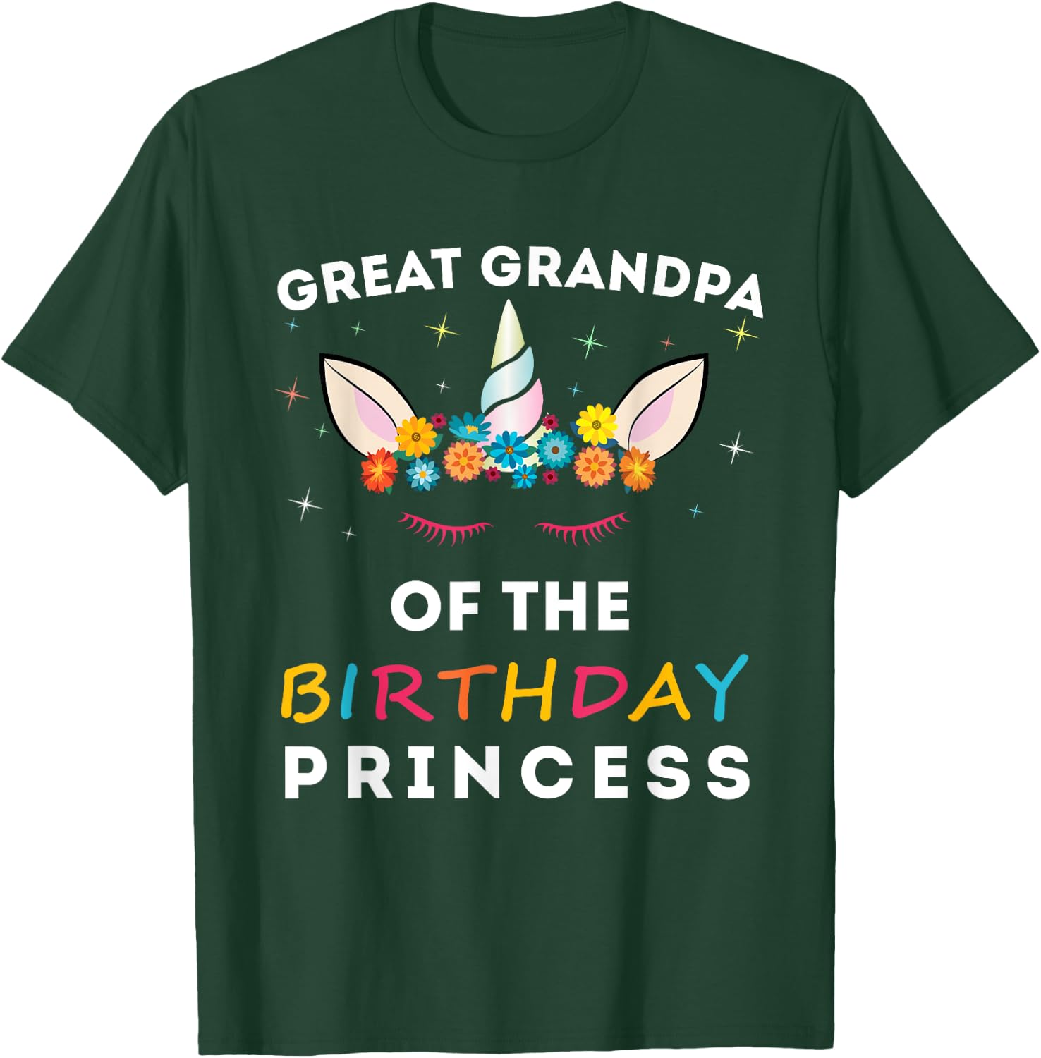 Unicorn great-grandpa of the Birthday Princess Girl Unicorn T-Shirt - T-Shirt | Forest