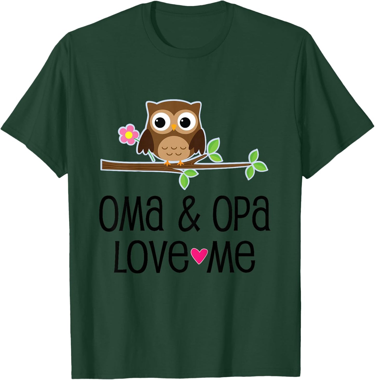 Kids Oma and Opa Love Me Grandchild Owl T-Shirt - T-Shirt | Forest